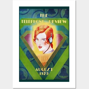 Woman Wearing Headset, The Telephone Review, August 1929 Posters and Art